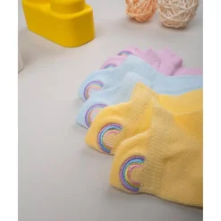 Pack de 5 calcetines cortos coloridos para niña – arcoíris