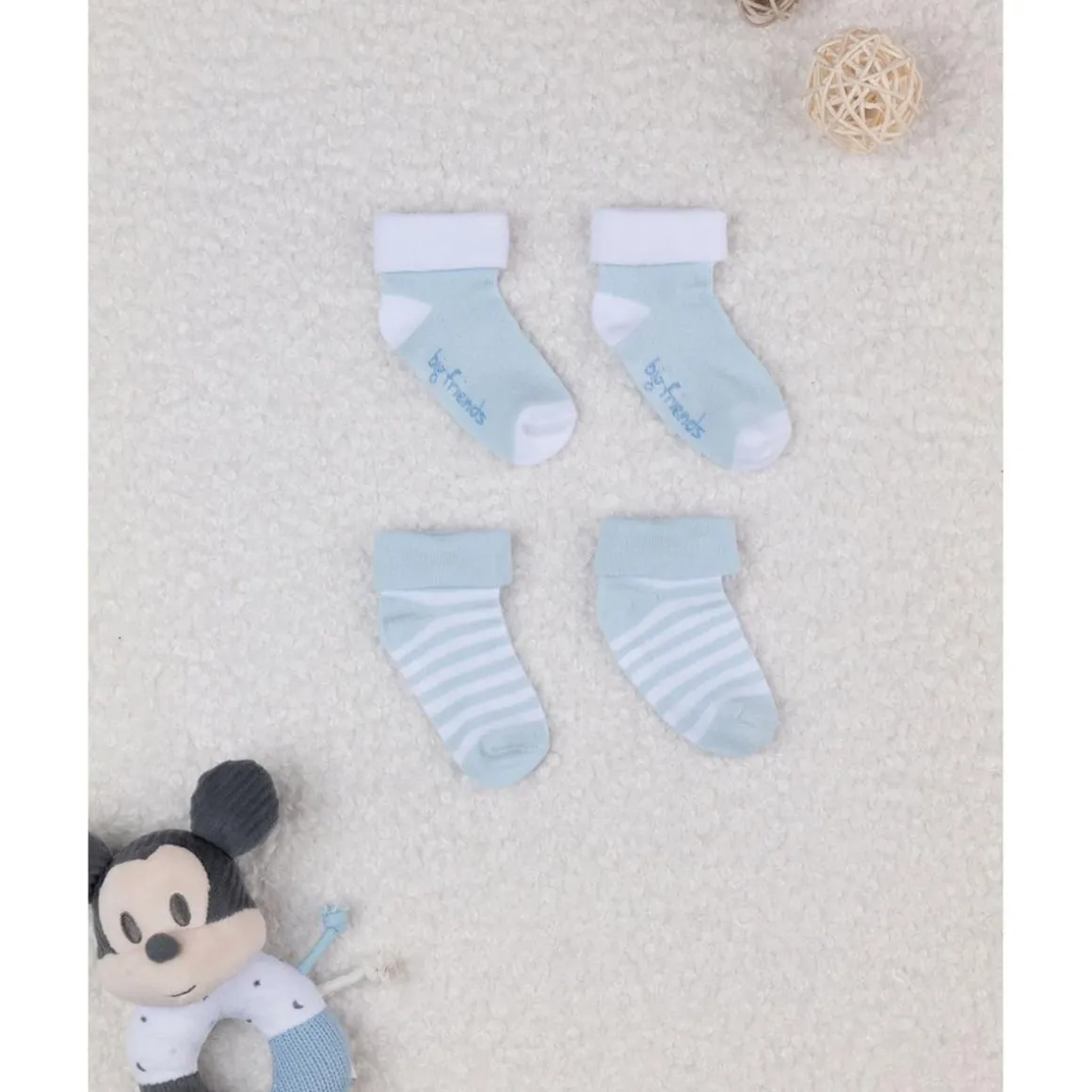 Pack de 2 calcetines para recién nacido azul y blanco