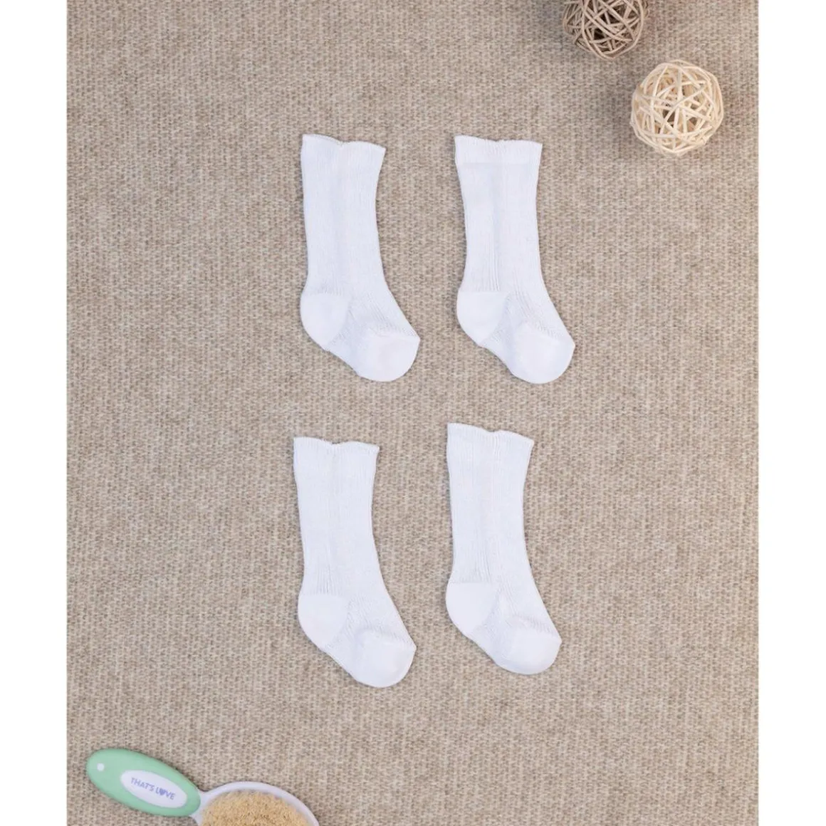 Pack de 2 pares de calcetines primer día algodón blanco