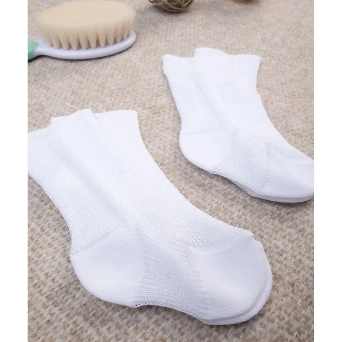 Pack de 2 pares de calcetines primer día algodón blanco