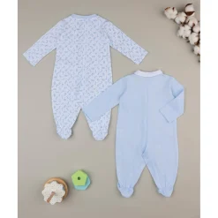 Pack de 2 pijamas azules y blancos con inscripciones