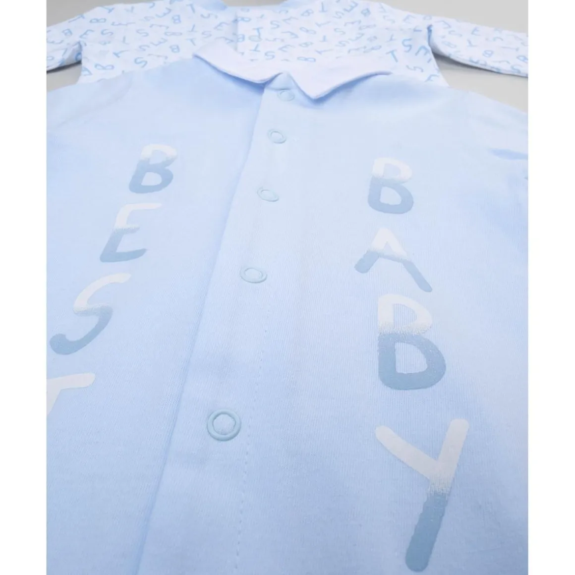 Pack de 2 pijamas azules y blancos con inscripciones
