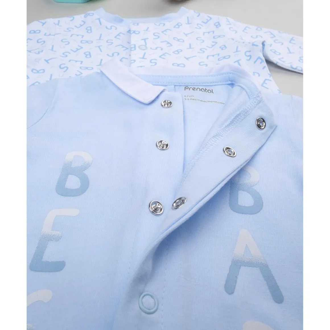 Pack de 2 pijamas azules y blancos con inscripciones