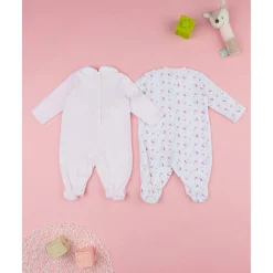 Pack de 2 pijamas de chenilla para bebé niña