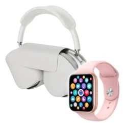 Pack Smartwatch 9 Max + Auriculares Pro Rosa/Blanco