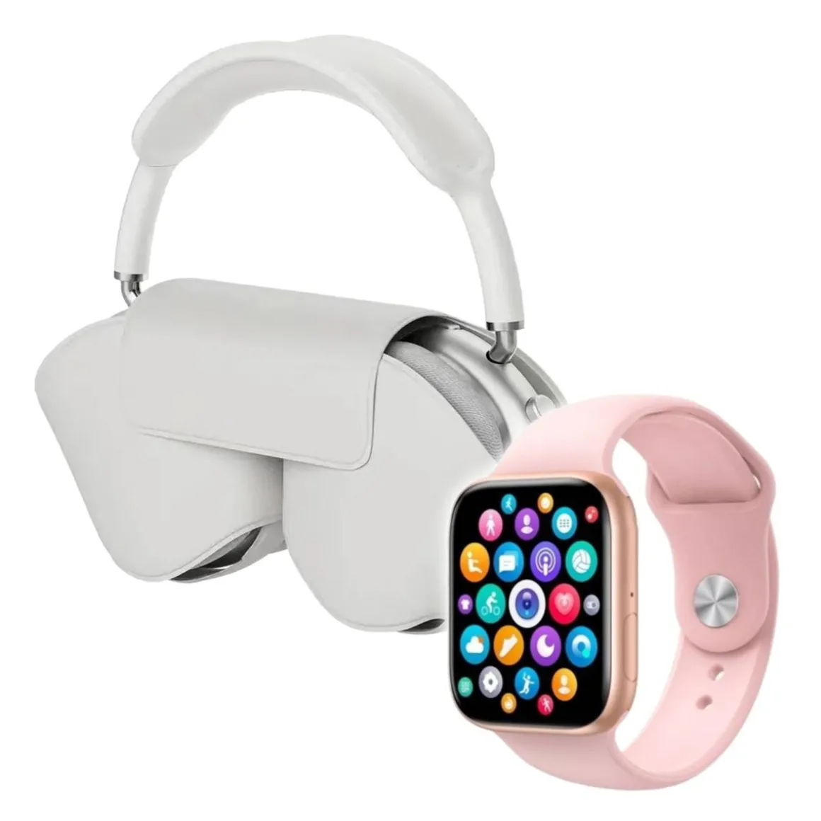 Pack Smartwatch 9 Max + Auriculares Pro Rosa/Blanco