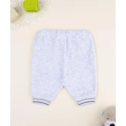 Pantalón de terciopelo gris claro con parche de osito