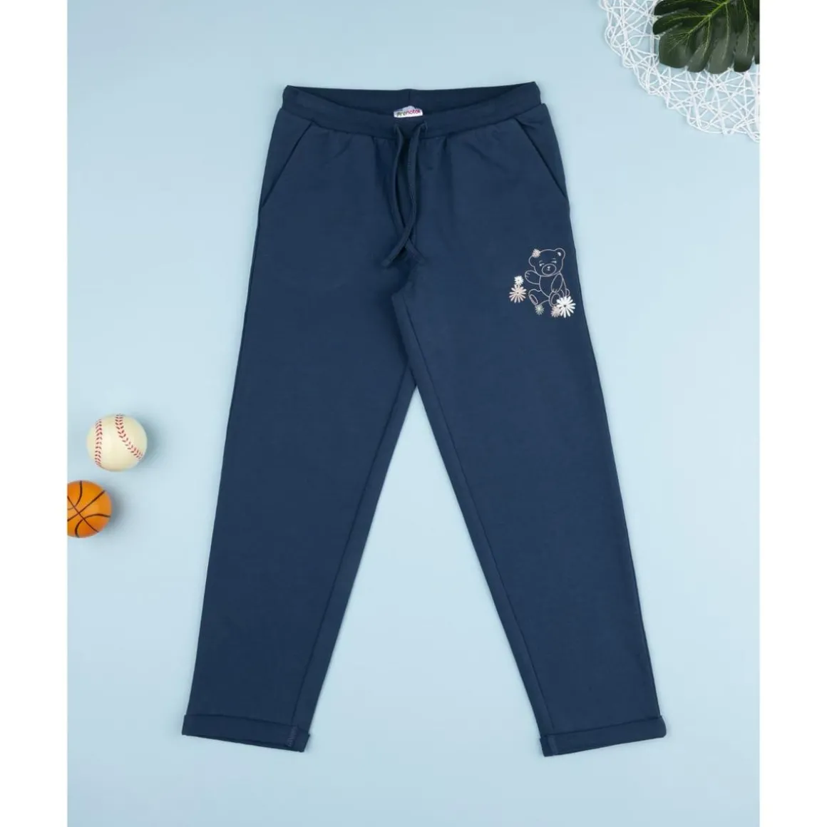 Pantalón felpado azul para niña
