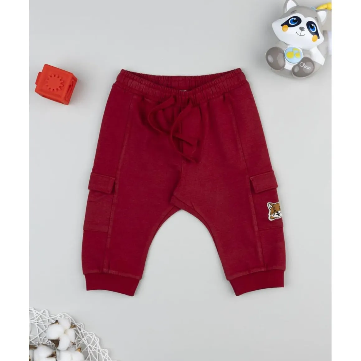 Pantalón felpado niño color burdeos