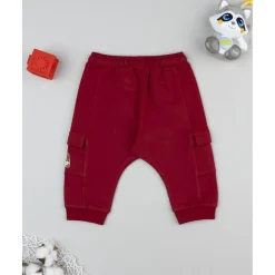 Pantalón felpado niño color burdeos