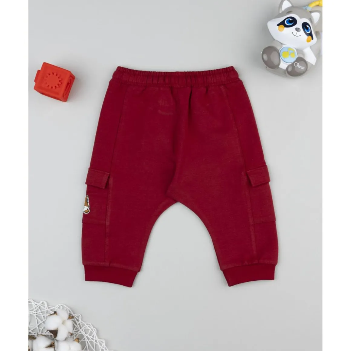 Pantalón felpado niño color burdeos