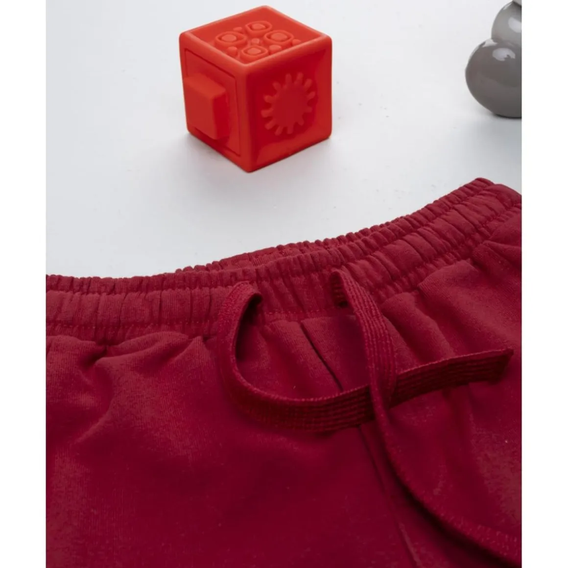 Pantalón felpado niño color burdeos