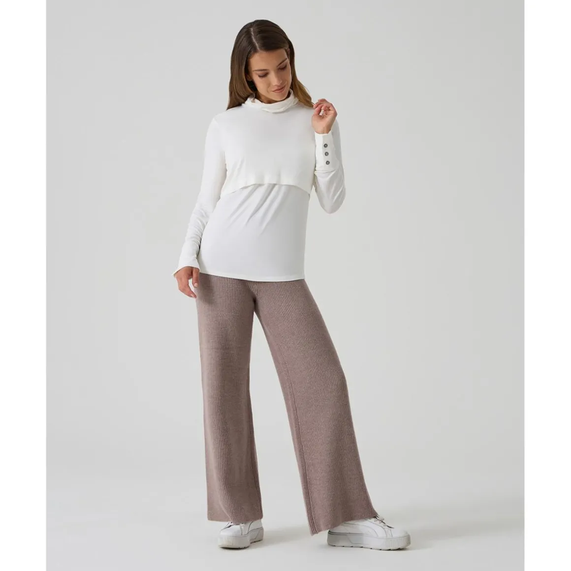 Pantalón marrón premamá en tricot