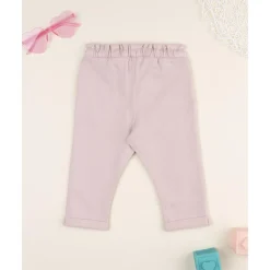 Pantalón niña rosa con cintura fruncida