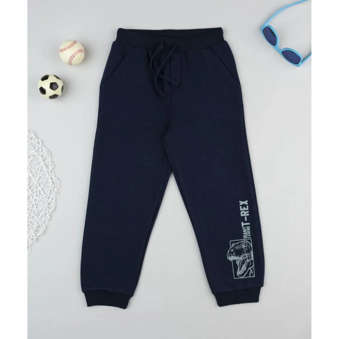 Pantalón niño azul felpado “T-Rex”