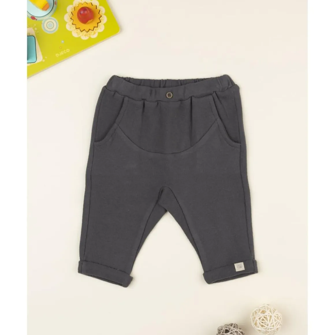Pantalón niño gris antracita en punto suave