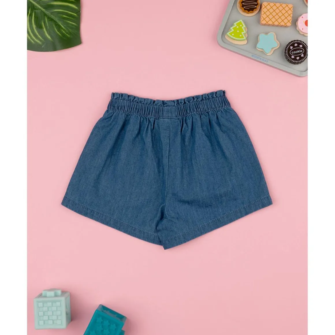 Pantalones cortos chambray oscuro niña