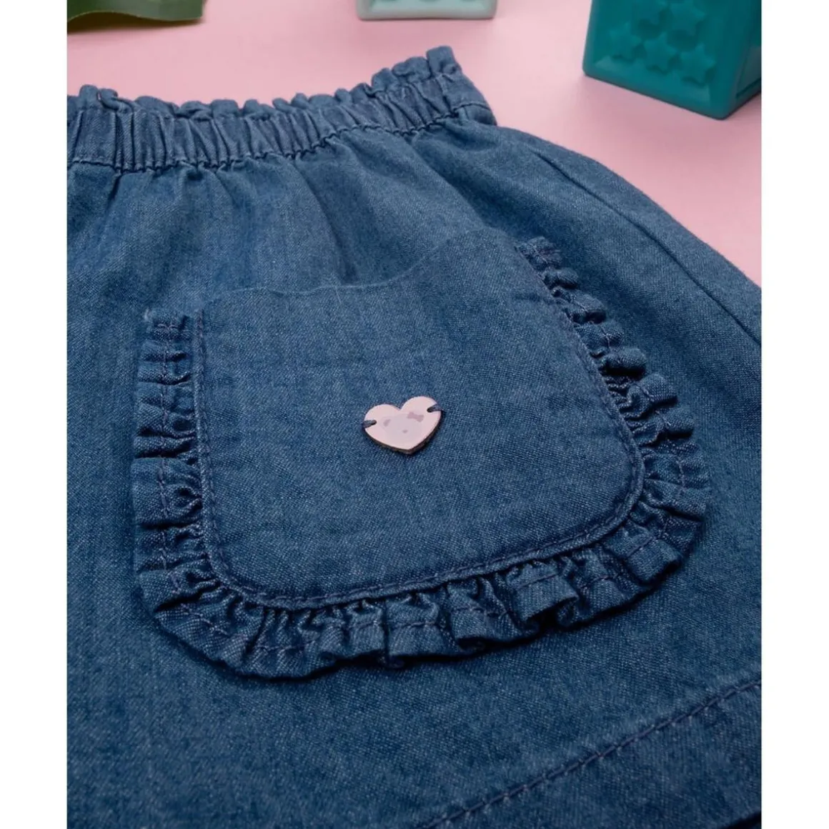 Pantalones cortos chambray oscuro niña
