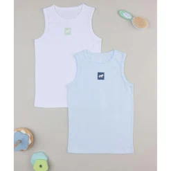 Paquete 2 camisetas de tirantes anchos blanco/azul