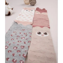 Paquete de 4 calcetines largos niña animales
