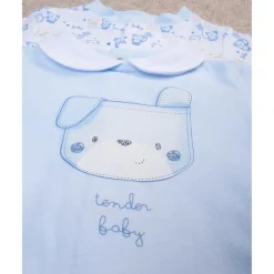 Paquete de 2 mamelucos azules y blancos con estampado de osito