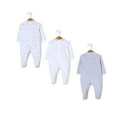Paquete de 3 pijamas de terciopelo gris y crema