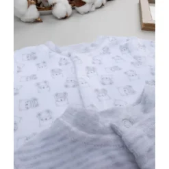 Paquete de 3 pijamas de terciopelo gris y crema