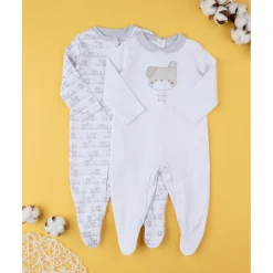 Paquete de 2 pijamas unisex gris