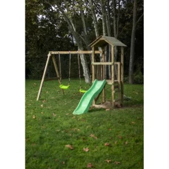 Parque infantil Carlit de madera columpios y tobogán