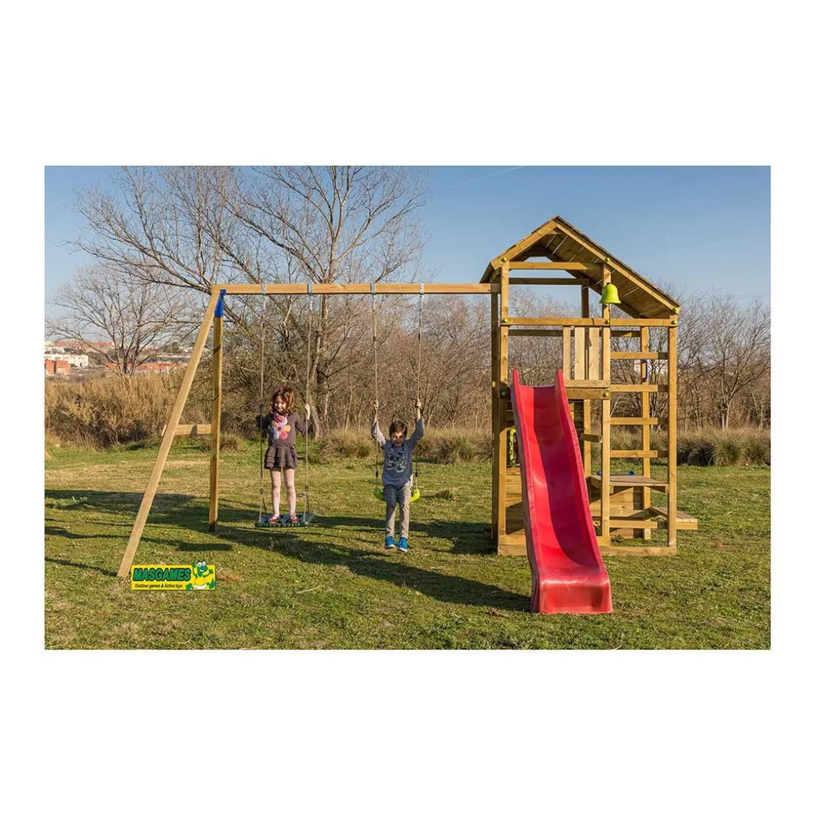 Parque juegos infantil de madera Teide XL con columpio doble