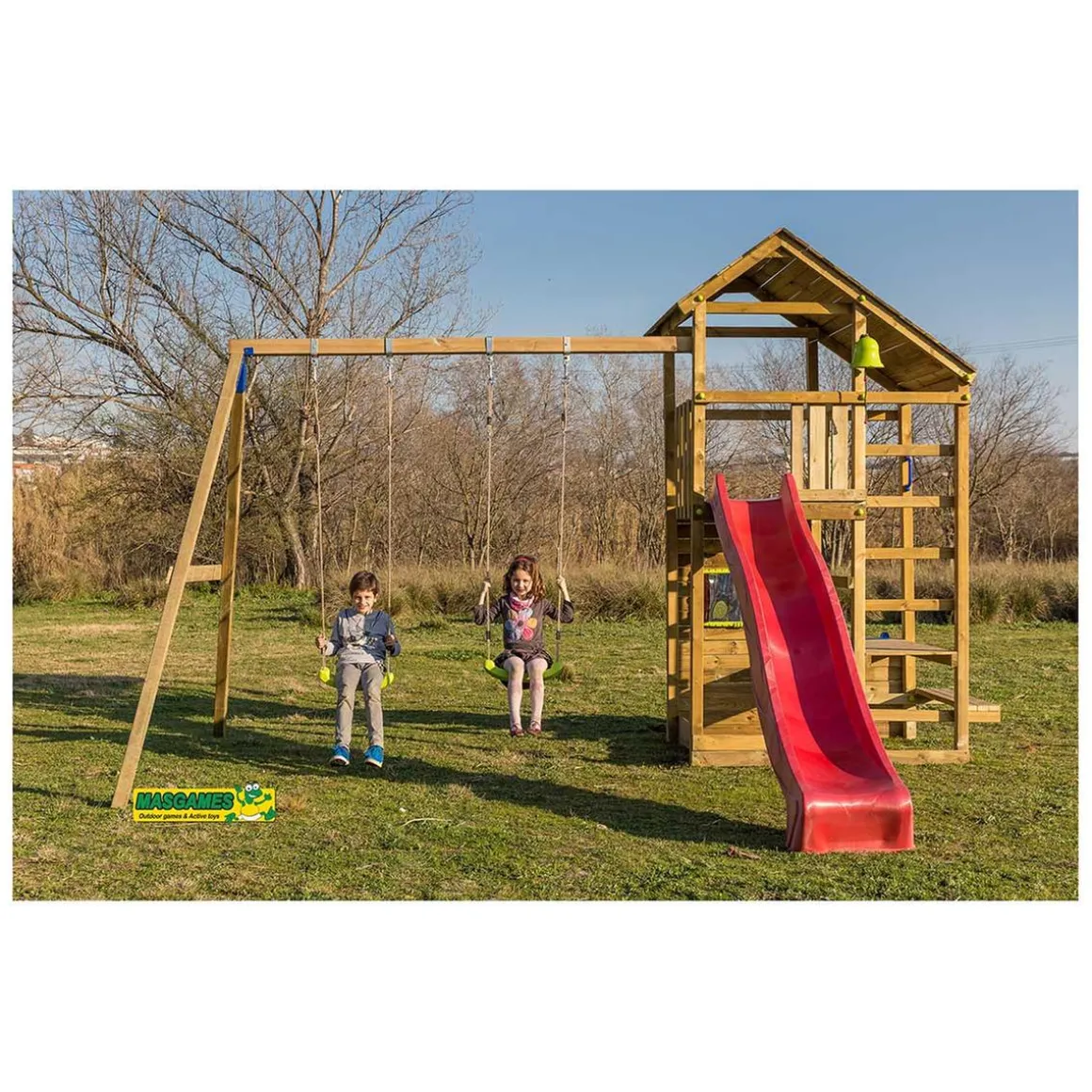 Parque juegos infantil de madera Teide XL con columpio doble