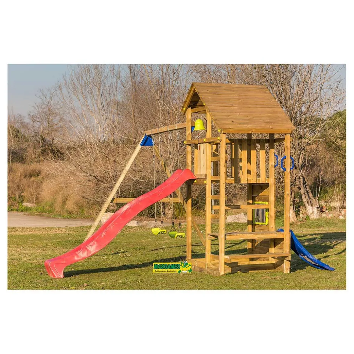 Parque juegos infantil de madera Teide XL con columpio doble