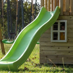 Parque juegos infantil de madera Tibidabo con caseta y columpio doble
