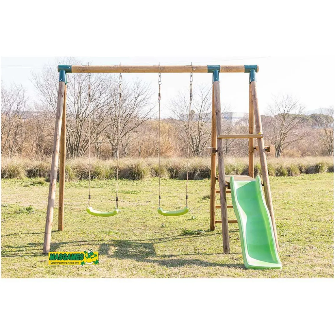 Parque juegos infantil de madera Milos con asiento para bebé