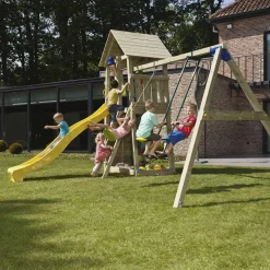 Parque juegos infantil de madera Belvedere con columpio doble