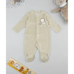 Pelele de terciopelo bebé beige "león"