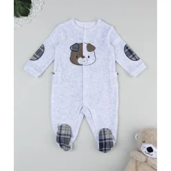 Pelele gris de niño con perrito