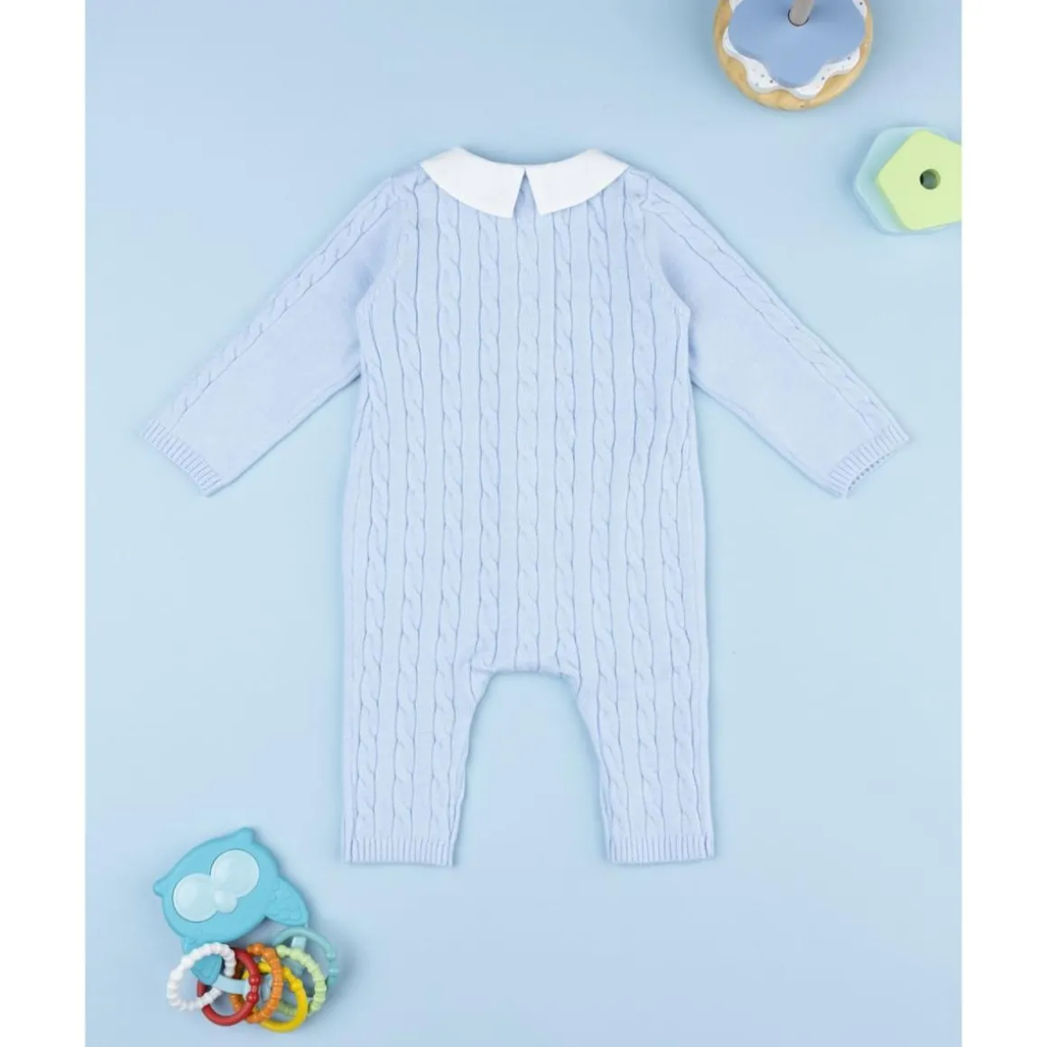 Pelele tricot azul de recién nacido