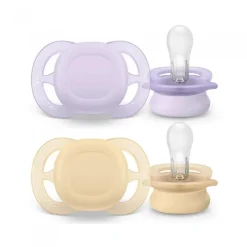 Philips Avent - 2 chupetes Ultra Start niña lila y amarillo (0-2m)