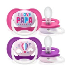Philips Avent - Pack 2 chupetes ultra air collection 6-18 rosa - Papá