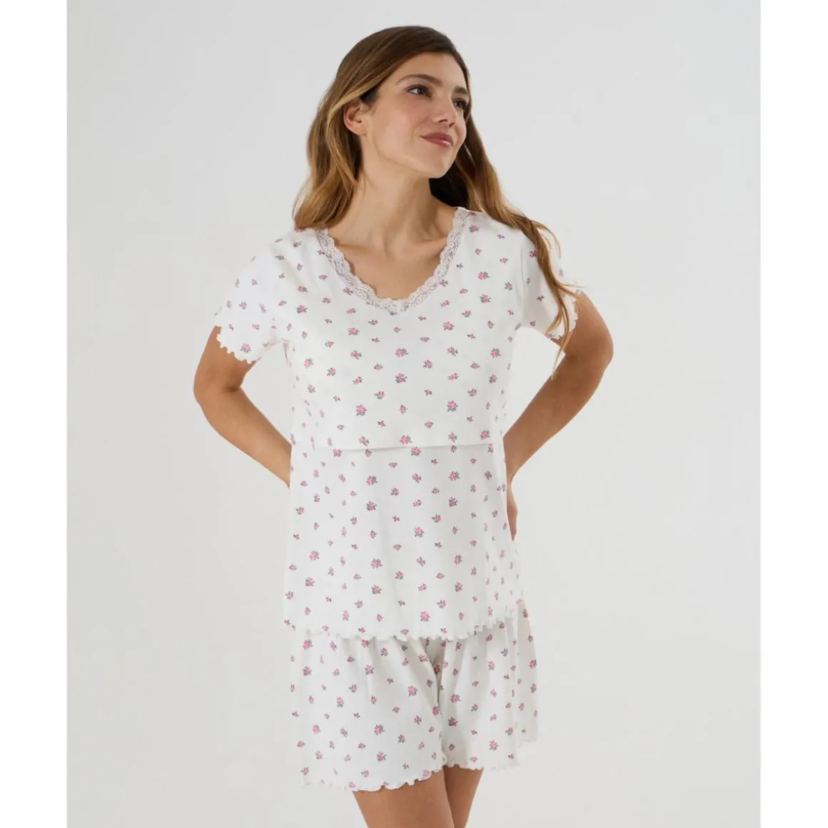 Pijama Corto Premamá con Estampado Floral