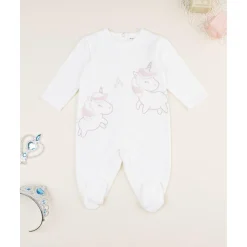 Pijama niña blanco de terciopelo con unicornios