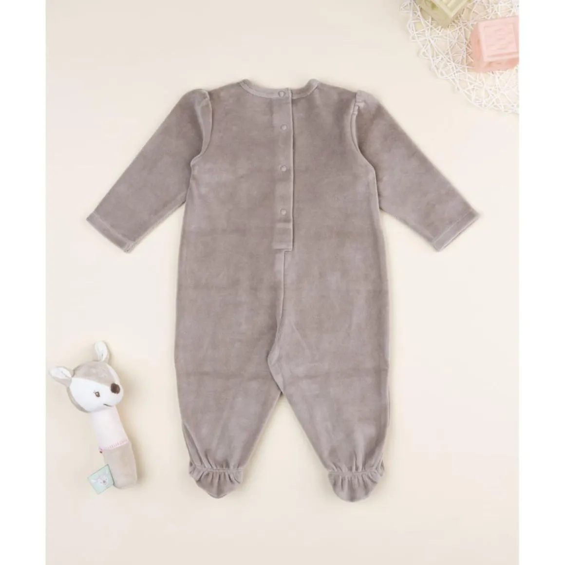Pijama niña marrón de terciopelo con ositos