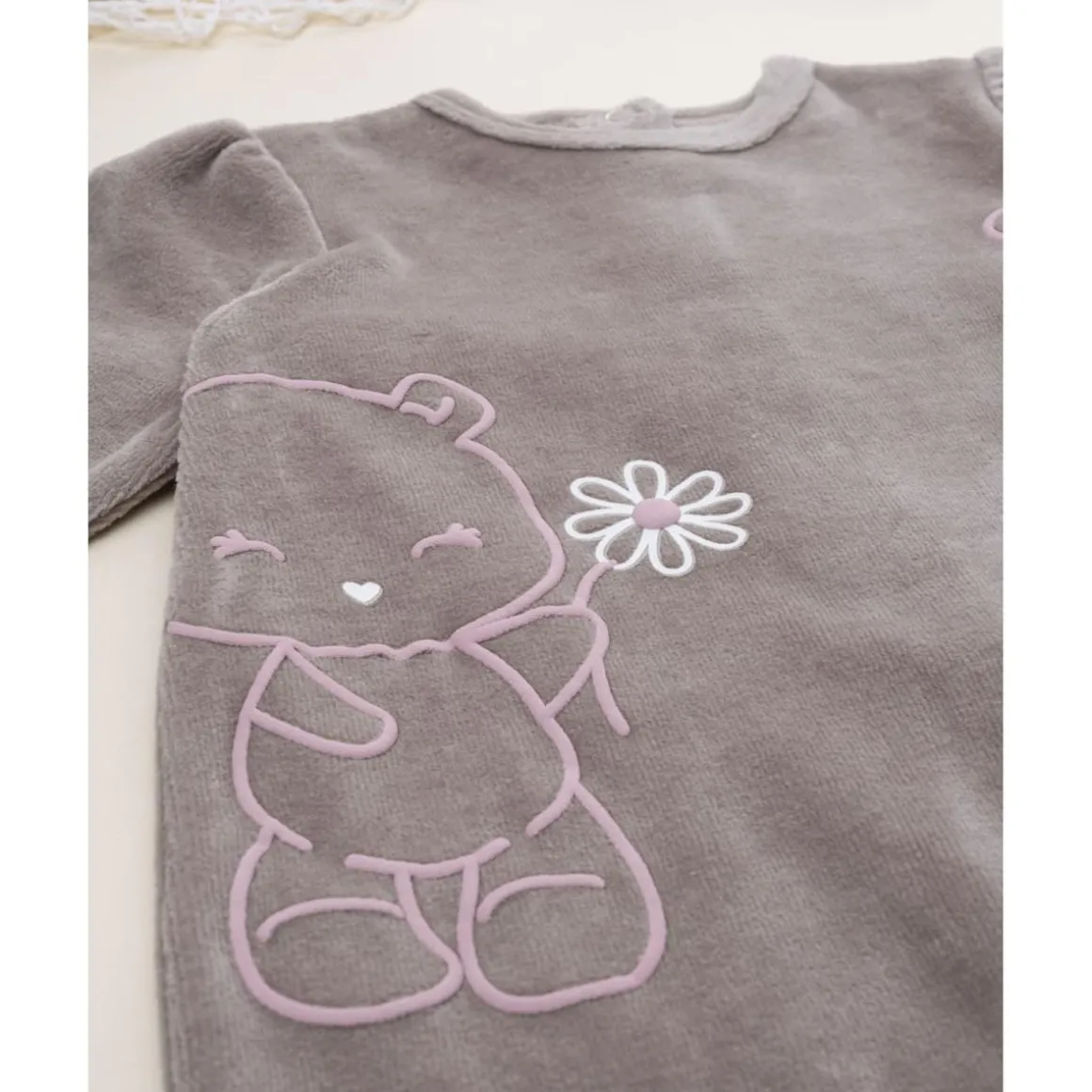 Pijama niña marrón de terciopelo con ositos