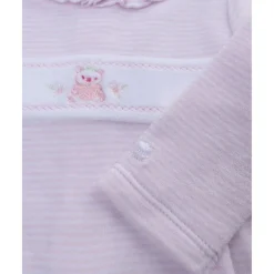 Pijama niña rosa con osito bordado