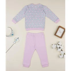 Pijama niña rosa y gris con unicornios