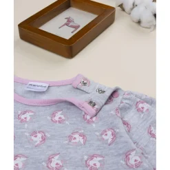 Pijama niña rosa y gris con unicornios