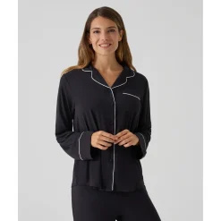 Pijama premamá negro de dos piezas con bolsillo