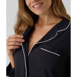 Pijama premamá negro de dos piezas con bolsillo