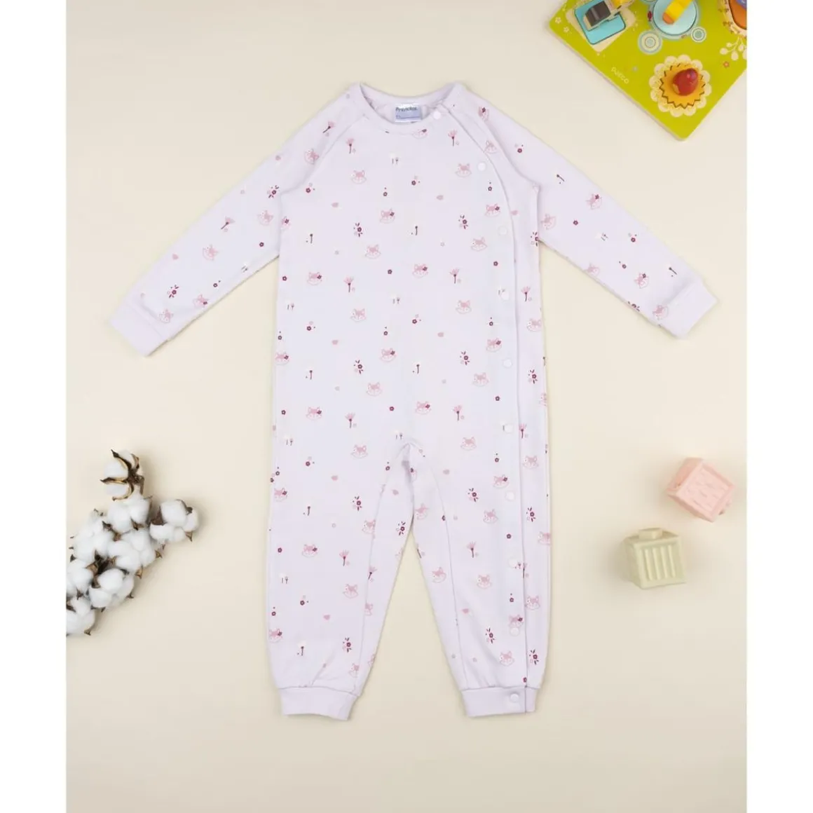 Pijama rosa entero de niña con zorros